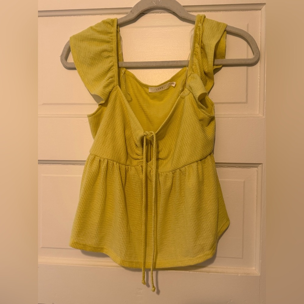 NWOT Yellow/Lime Green Ruffle Sleeve Top